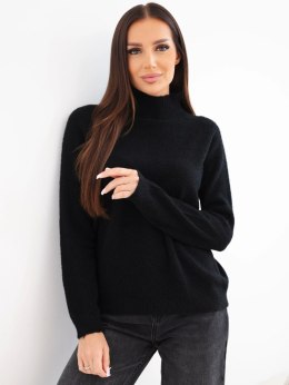 Sweter damski z półgolfem i długim rękawem czarny