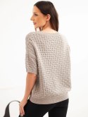 Sweter damski bawełniany ażurowy z krótkim rękawem fango