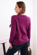 Sweter damski z baby alpaki z długim rękawem ciemny fioletowy