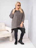 Bluza damska bawełniana Plus Size z kapturem i plecioną wstawką fango