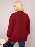 Sweter damski Plus Size o luźny kroju z długim rękawem bordowy