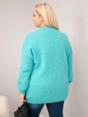Sweter damski Plus Size o luźny kroju z długim rękawem miętowy