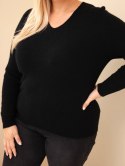 Sweter damski Plus Size z baby alpaki z długim rękawem czarny