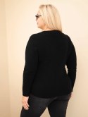 Sweter damski Plus Size z baby alpaki z długim rękawem czarny