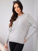 Sweter damski z baby alpaki z długim rękawem beżowy melanź
