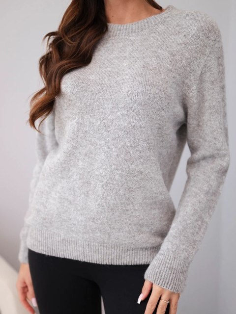 Sweter damski z baby alpaki z długim rękawem beżowy melanź