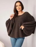 Sweter damski z dodatkiem alpaki oversize brązowy