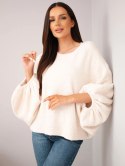 Sweter damski z dodatkiem alpaki oversize jasny beżowy