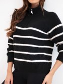 Sweter damski z dodatkiem alpaki z zamkiem czarny