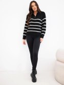 Sweter damski z dodatkiem alpaki z zamkiem czarny