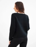 Sweter damski z ozdobnymi guzikami czarny