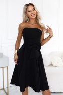 692-1 NAYA elegancka gorsetowa sukienka midi bez ramiączek z kokardą - czarna Numoco