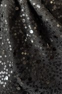 694-1 MIRELLA Elegancka rozkloszowana sukienka maxi z cekinowymi rękawkami - czarna Numoco