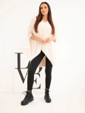 Sweter damski Plus Size z dekoltem V beżowy