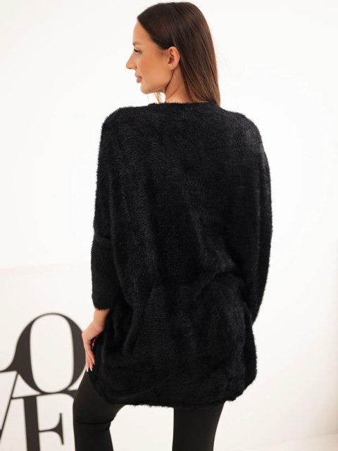 Sweter damski Plus Size z dekoltem V czarny