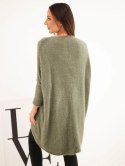 Sweter damski Plus Size z dekoltem V khaki