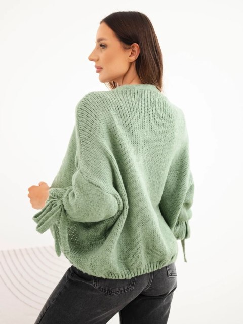 Sweter damski o luźny krój ciemny miętowy