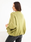 Sweter damski o luźny krój oliwkowy