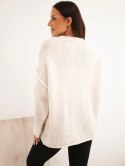 Sweter damski o luźnym fasonie bez zapięcia beżowy