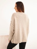 Sweter damski o luźnym fasonie bez zapięcia ciemny beżowy