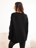 Sweter damski o luźnym fasonie bez zapięcia czarny