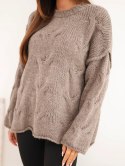 Sweter damski o luźnym fasonie bez zapięcia fango