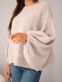 Sweter damski z dodatkiem alpaki oversize beżowy melanż