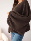 Sweter damski z dodatkiem alpaki oversize brązowy