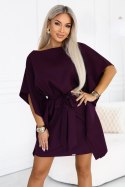 287-48 SOFIA Kobieca sukienka typu motyl z wiązaniem w pasie - dojrzała śliwka Numoco