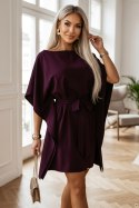 287-48 SOFIA Kobieca sukienka typu motyl z wiązaniem w pasie - dojrzała śliwka Numoco