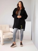 Bluza damska oversize z bawełny z kapturem i kieszenią czarna