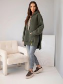 Bluza damska oversize z bawełny z kapturem i kieszenią khaki