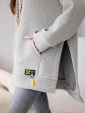 Bluza damska oversize z bawełny z kapturem i kieszenią szara