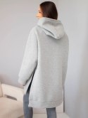 Bluza damska oversize z bawełny z kapturem i kieszenią szara