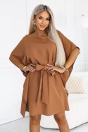 287-49 SOFIA Kobieca sukienka typu motyl z wiązaniem w pasie - toffi Numoco