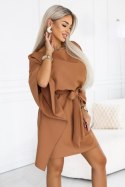 287-49 SOFIA Kobieca sukienka typu motyl z wiązaniem w pasie - toffi Numoco