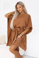 287-49 SOFIA Kobieca sukienka typu motyl z wiązaniem w pasie - toffi Numoco