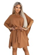 287-49 SOFIA Kobieca sukienka typu motyl z wiązaniem w pasie - toffi Numoco