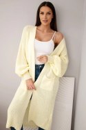 Długi kardigan sweter cytrynowy