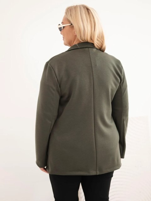 Marynarka damska z wiskozy Plus Size z długim rękawem i kołnierzem ciemne khaki