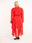 Sukienka damska Plus Size kopertowa z dodatkiem wiskozy czerwona