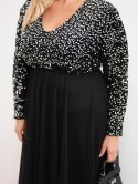 Sukienka damska Plus Size z cekinami z dodatkiem wiskozy czarna+srebrna