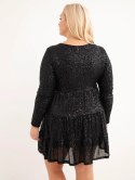 Sukienka damska Plus Size z dodatkiem wiskozy i cekinami czarna