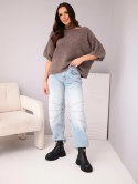 Sweter damski oversize z asymetrycznym dekoltem i półgolfem fango