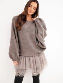 Sweter damski z sukienką z wiskozy i koronką fango