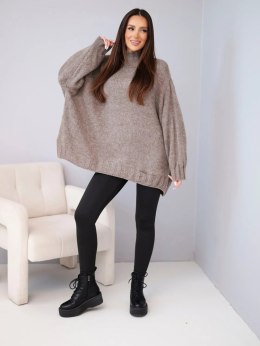 Sweter damski luźny z dodatkiem wełny z półgolfem fango