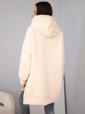 Bluza damska oversize z bawełny z kapturem i kieszenią melonowa