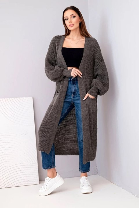 Długi kardigan sweter cappucino