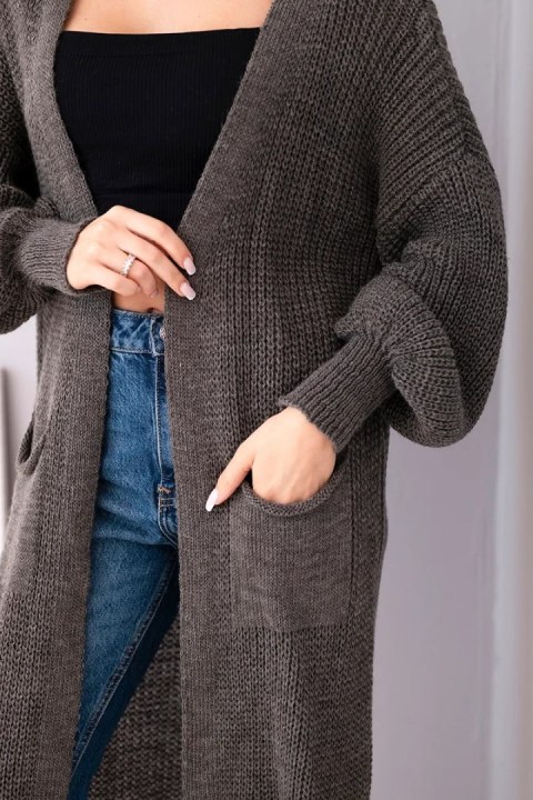 Długi kardigan sweter cappucino