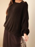 Sweter damski luźny z dodatkiem wełny z sukienka z tiulem brązowy